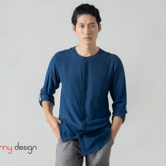 Silk men shirt- CILANTRO - MIDNIGHT BLUE 